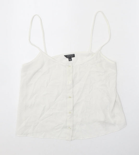 Womens UK Size 10 Topshop White Cropped Tank