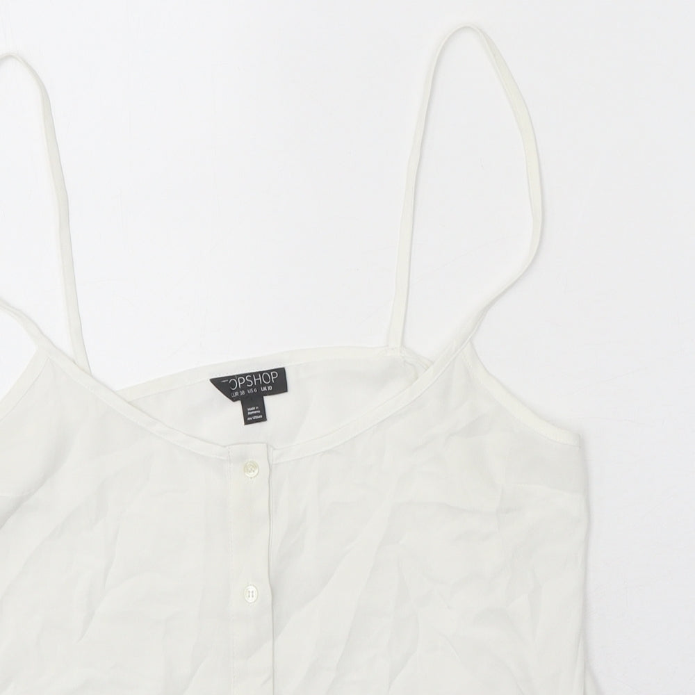 Womens UK Size 10 Topshop White Cropped Tank