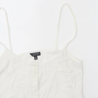 Womens UK Size 10 Topshop White Cropped Tank