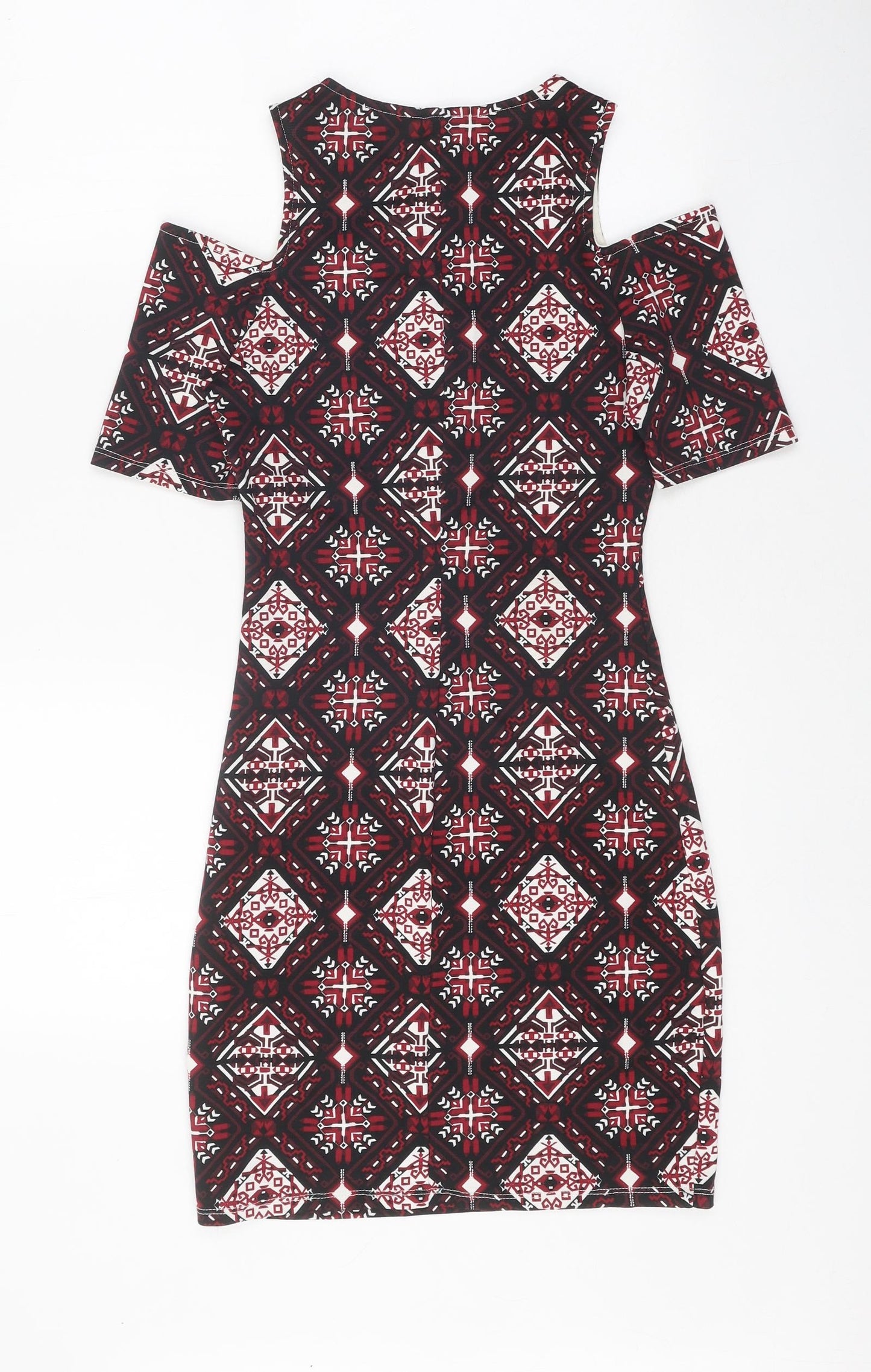Divided Womens Multicoloured Floral Polyester Bodycon Size 6 Round Neck Pullover - Cold Shoulder
