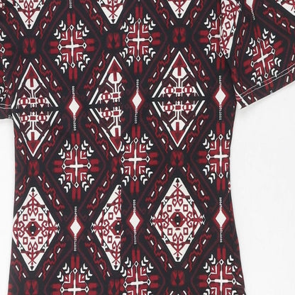 Divided Womens Multicoloured Floral Polyester Bodycon Size 6 Round Neck Pullover - Cold Shoulder