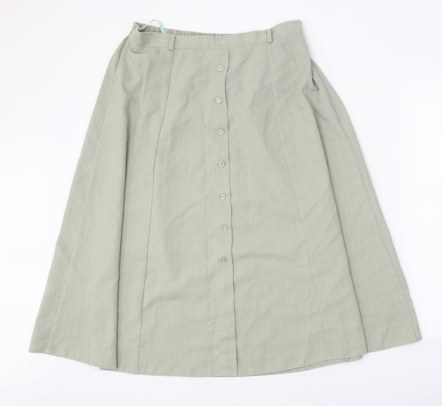Bonmarché Womens Green Polyester Swing Skirt Size 14 Button