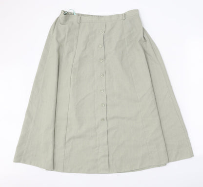 Bonmarché Womens Green Polyester Swing Skirt Size 14 Button
