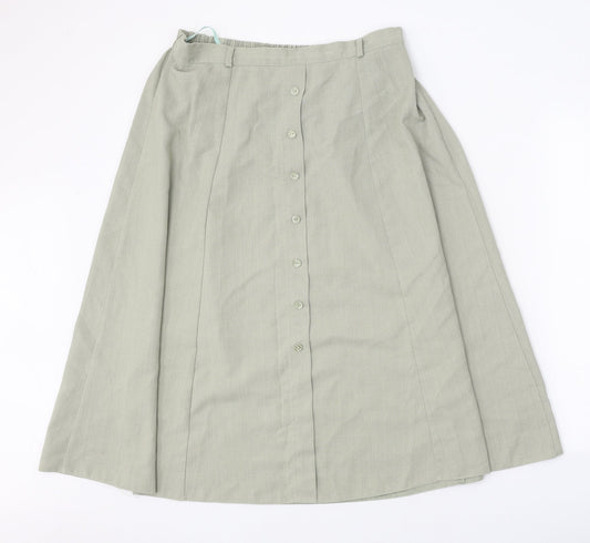 Bonmarché Womens Green Polyester Swing Skirt Size 14 Button