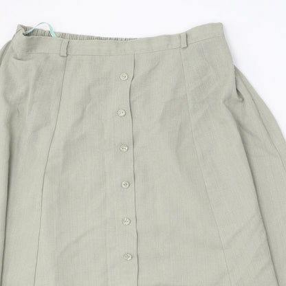 Bonmarché Womens Green Polyester Swing Skirt Size 14 Button