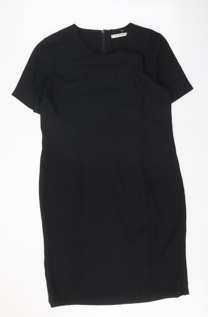Paul Separates Womens Black Polyester Shift Size 14 Round Neck Zip