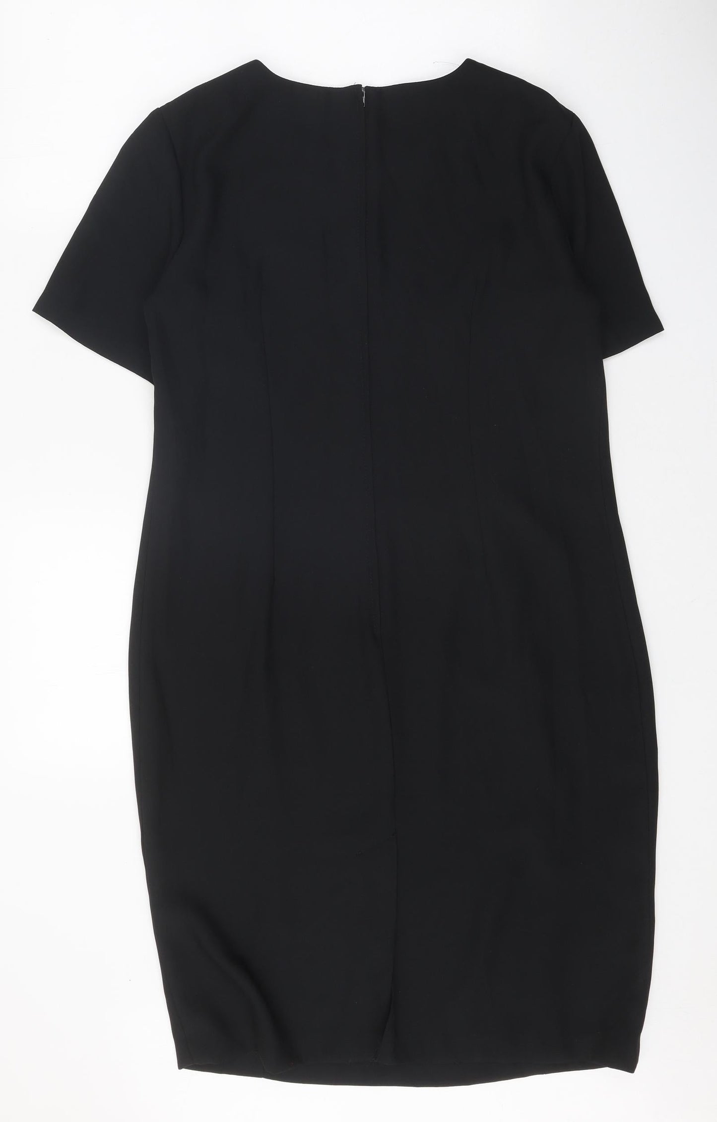 Paul Separates Womens Black Polyester Shift Size 14 Round Neck Zip
