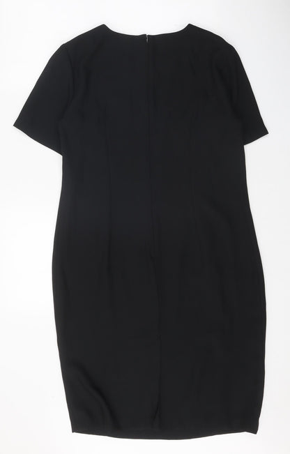 Paul Separates Womens Black Polyester Shift Size 14 Round Neck Zip