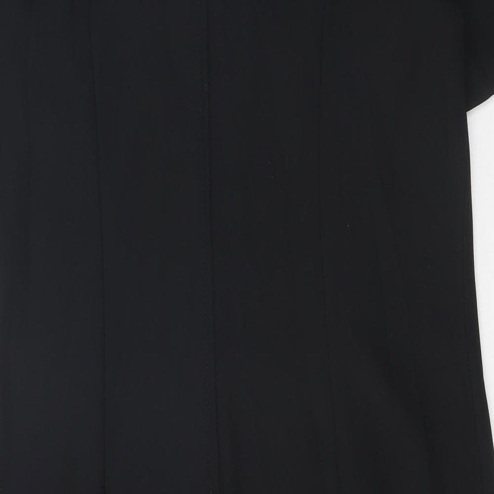 Paul Separates Womens Black Polyester Shift Size 14 Round Neck Zip