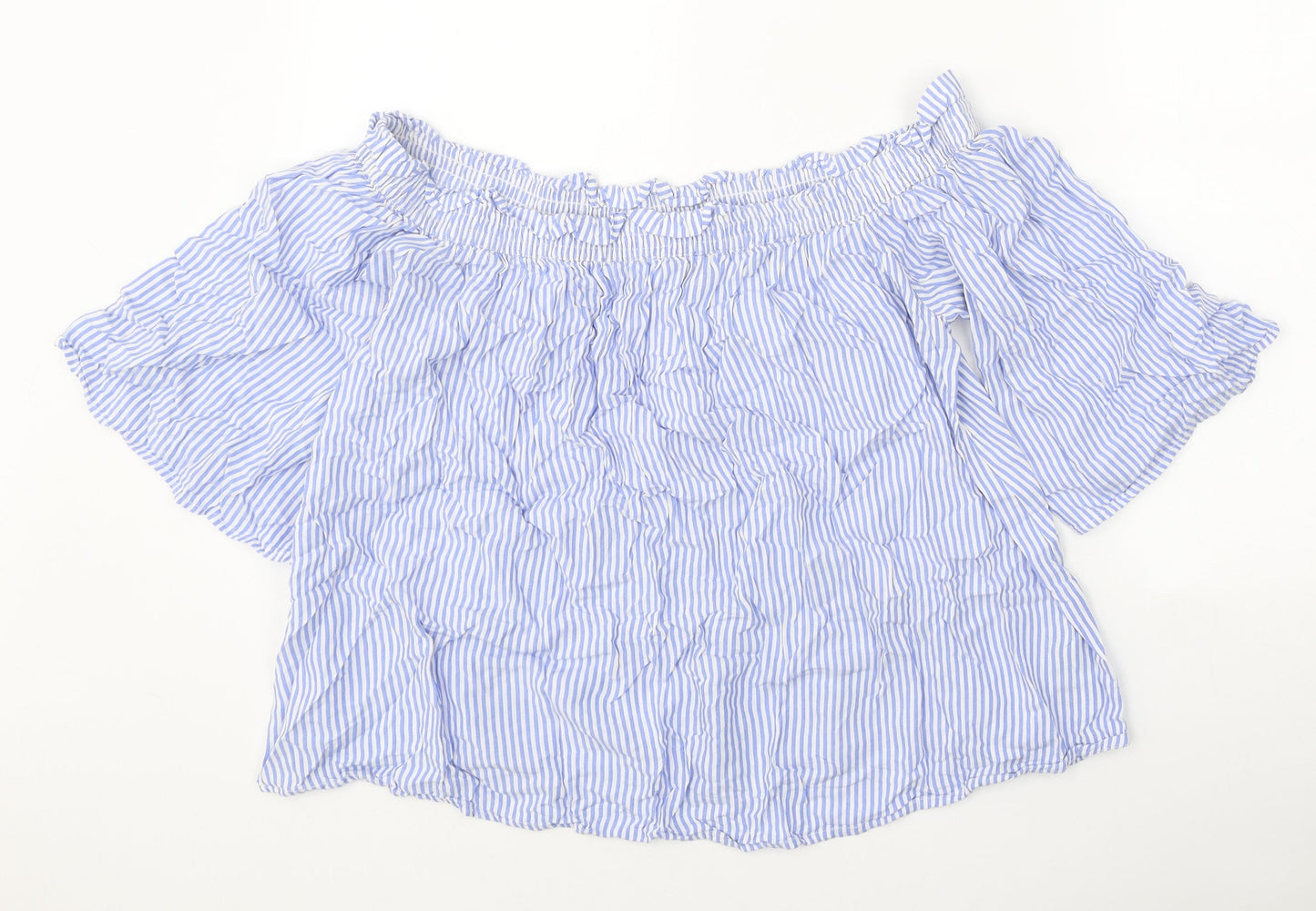 Womens UK Size 14 Marks and Spencer Blue Cropped Blouse