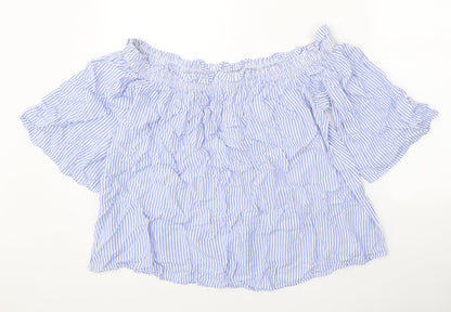Womens UK Size 14 Marks and Spencer Blue Cropped Blouse