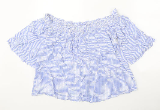 Womens UK Size 14 Marks and Spencer Blue Cropped Blouse