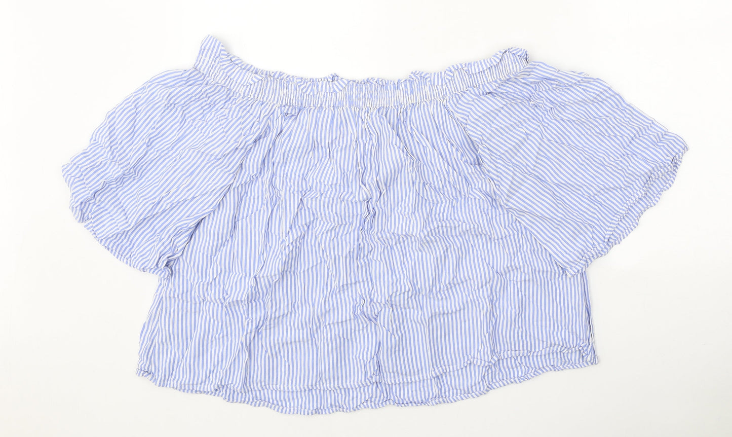 Womens UK Size 14 Marks and Spencer Blue Cropped Blouse