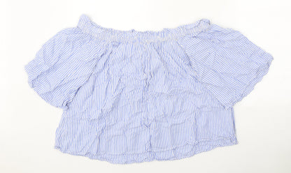 Womens UK Size 14 Marks and Spencer Blue Cropped Blouse
