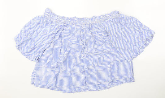 Womens UK Size 14 Marks and Spencer Blue Cropped Blouse