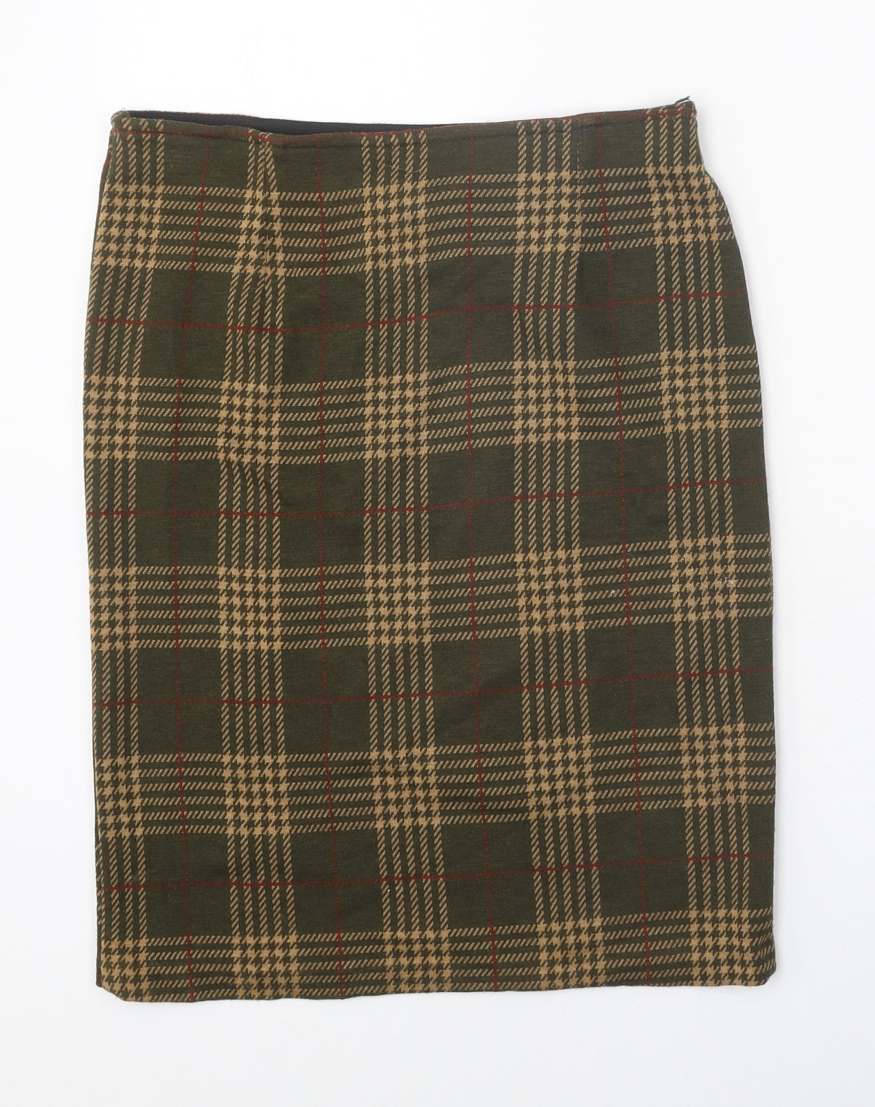 Classic Womens Brown Plaid Acrylic Straight & Pencil Skirt Size 14