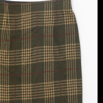 Classic Womens Brown Plaid Acrylic Straight & Pencil Skirt Size 14