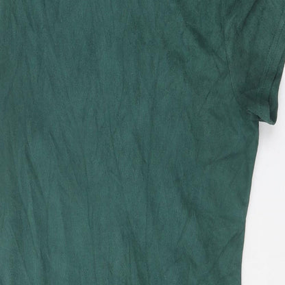 Preworn Womens Green Polyester A-Line One Size Mock Neck Zip - Curved Hem