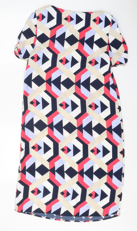 Marks and Spencer Womens Multicoloured Geometric Polyester Shift Size 10 Boat Neck Pullover