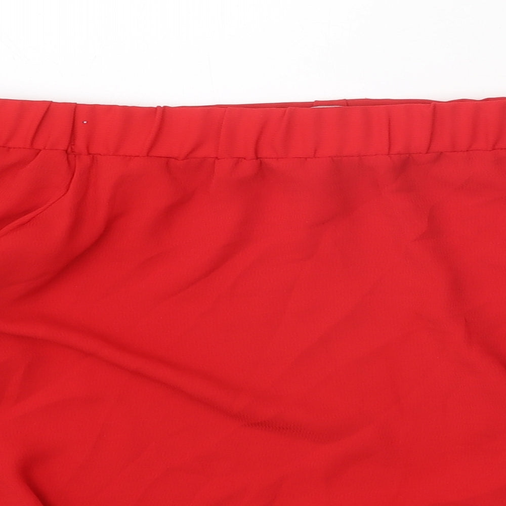 Papaya Womens Red Polyester Basic Blouse Size 10 Boat Neck