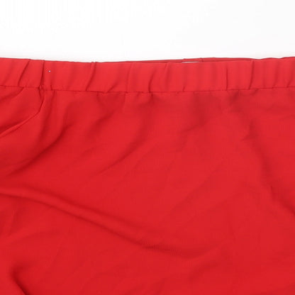 Papaya Womens Red Polyester Basic Blouse Size 10 Boat Neck