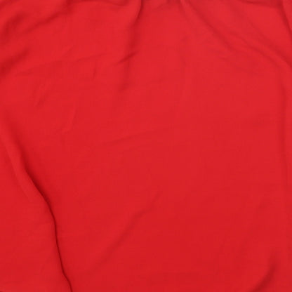 Papaya Womens Red Polyester Basic Blouse Size 10 Boat Neck