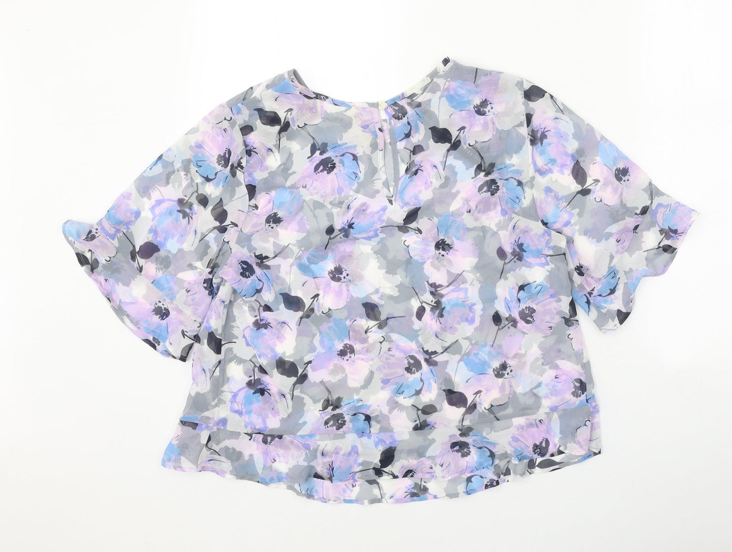 Papaya Womens Multicoloured Floral Polyester Cropped T-Shirt Size 12 Round Neck