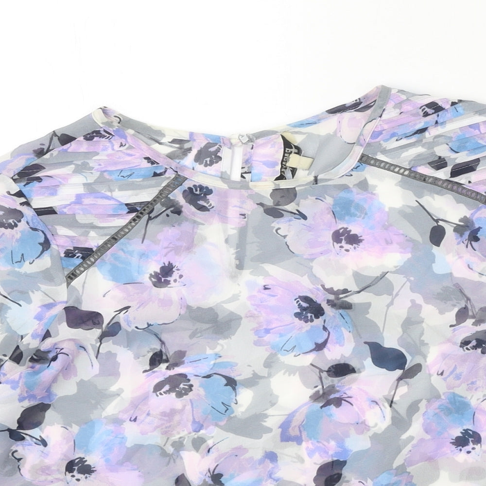 Papaya Womens Multicoloured Floral Polyester Cropped T-Shirt Size 12 Round Neck