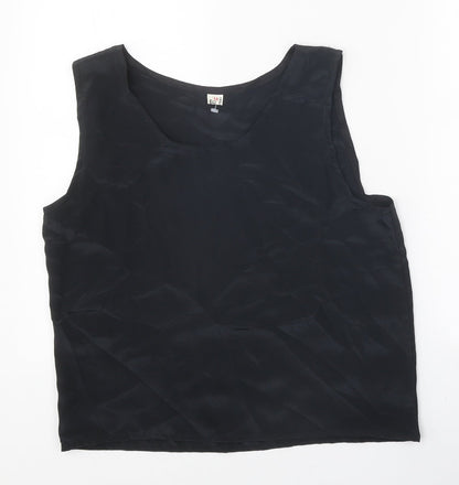 Preworn Womens Black Polyester Basic Tank Size 14 Round Neck