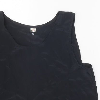 Preworn Womens Black Polyester Basic Tank Size 14 Round Neck