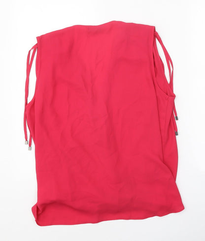 George Womens Pink Polyester Basic Blouse Size 14 V-Neck