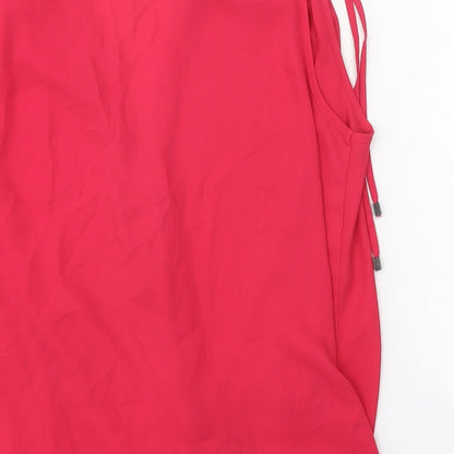 George Womens Pink Polyester Basic Blouse Size 14 V-Neck