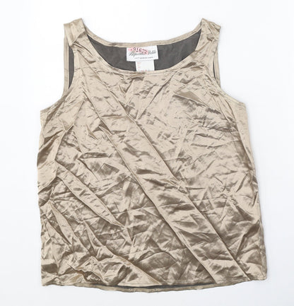 Proportion Petite Womens Gold Acetate Basic Tank Size 6 Round Neck