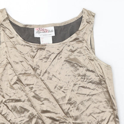 Proportion Petite Womens Gold Acetate Basic Tank Size 6 Round Neck
