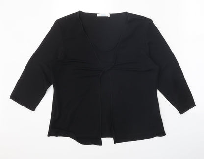 Berkertex Womens Black Polyester Basic Blouse Size 16 Scoop Neck
