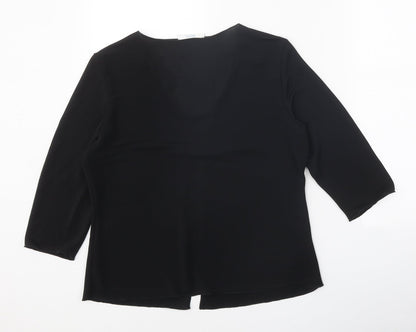 Berkertex Womens Black Polyester Basic Blouse Size 16 Scoop Neck