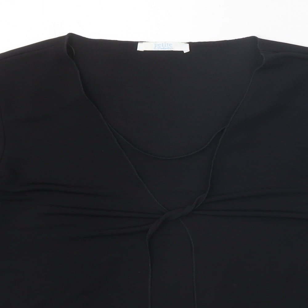 Berkertex Womens Black Polyester Basic Blouse Size 16 Scoop Neck