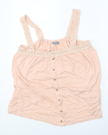 Principles Womens Beige Viscose Basic Tank Size 14 Square Neck