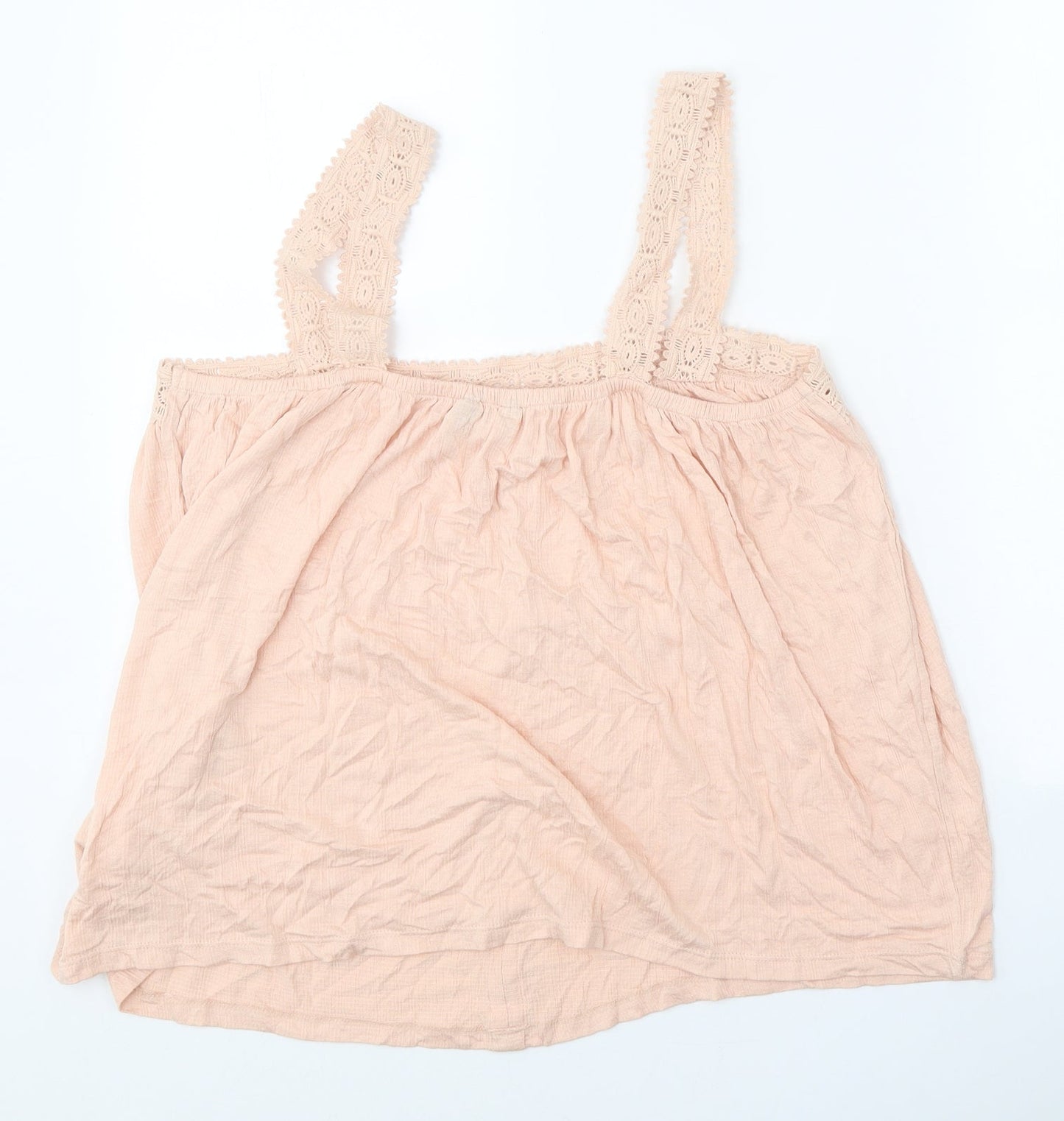 Principles Womens Beige Viscose Basic Tank Size 14 Square Neck