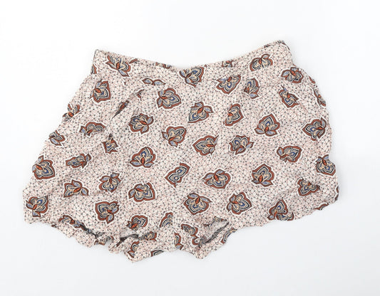 H&M Womens Multicoloured Geometric Viscose Hot Pants Shorts Size 10 Regular Pull On
