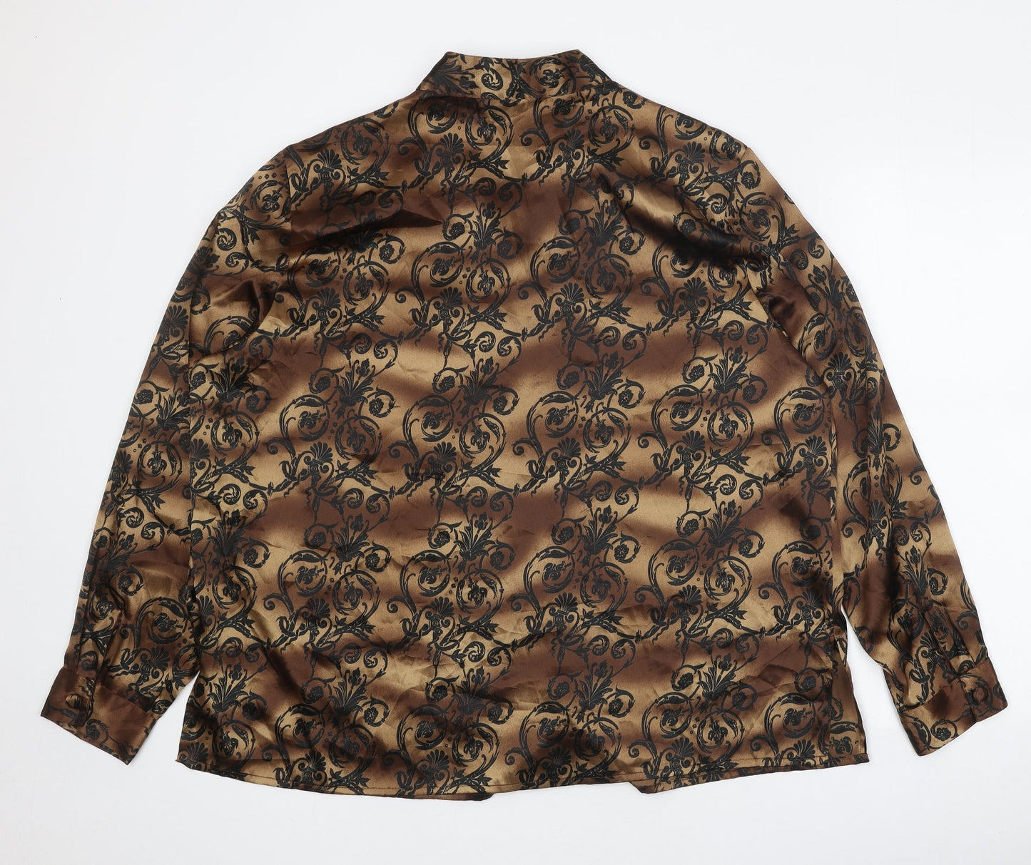 Womens UK Size 16 Notations Brown Basic Button-Up