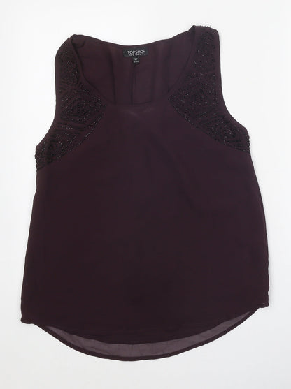 Womens UK Size 10 Topshop Purple Basic Blouse