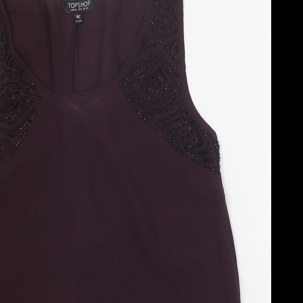 Womens UK Size 10 Topshop Purple Basic Blouse