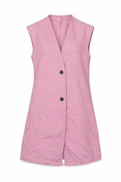 Gomorn Womens Pink Polyester Jacket Dress Size S V-Neck Button