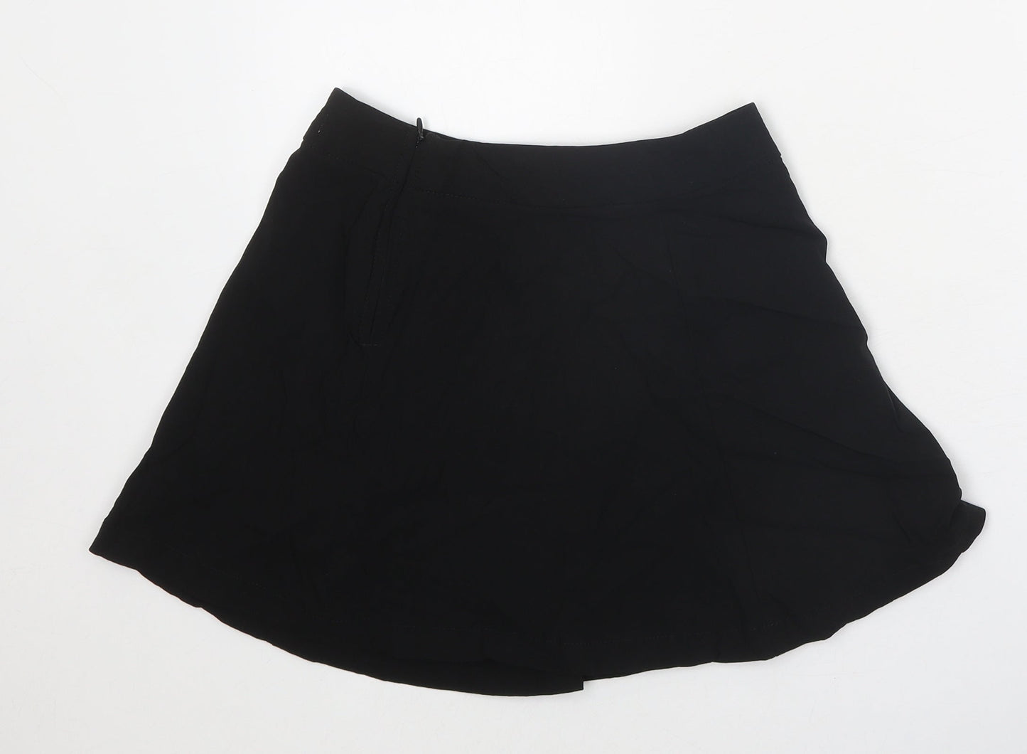 M&Co Girls Black Viscose A-Line Skirt Size 12 Years Regular Zip