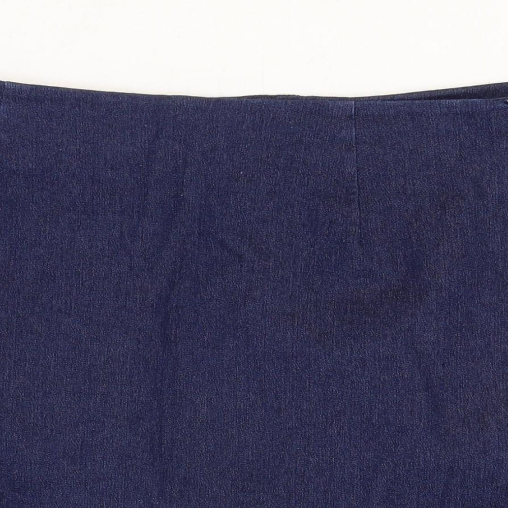Oasis Womens Blue Cotton Mini Skirt Size 10 Zip