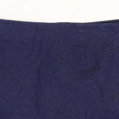 Oasis Womens Blue Cotton Mini Skirt Size 10 Zip