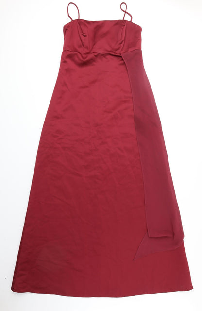 Alfred Angelo Womens Red Polyester Fit & Flare Size 12 Off the Shoulder Hook & Eye