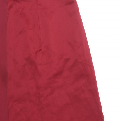 Alfred Angelo Womens Red Polyester Fit & Flare Size 12 Off the Shoulder Hook & Eye