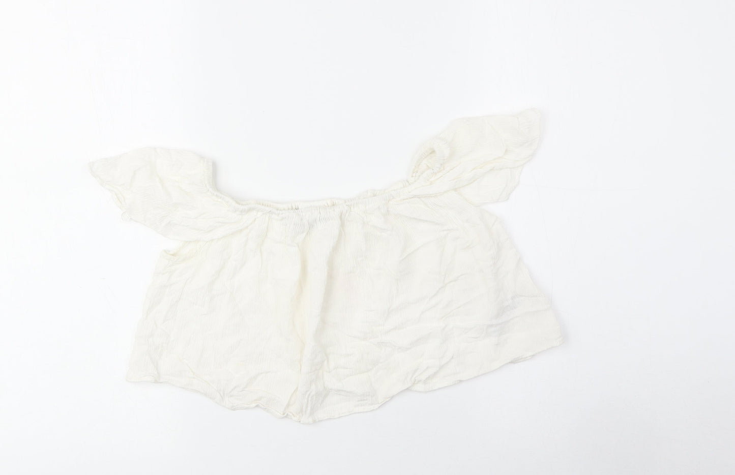 Womens UK Size 8 Topshop Beige Cropped Blouse